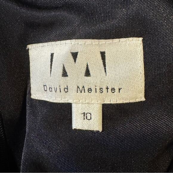 David Meister Size 10 Made in USA Black Bow Velvet Cocktail Dress - Picture 6 of 8